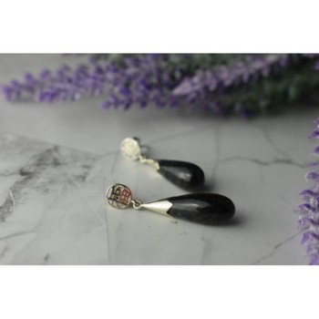 925 Sterling Silver Black Jasper Stud Earrings