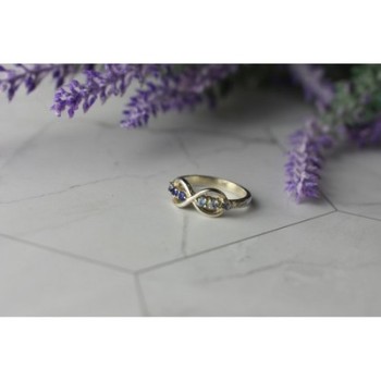 925 Sterling Silver Blue Tourmaline & Spinel Ring Size 5.5 Megan Ray