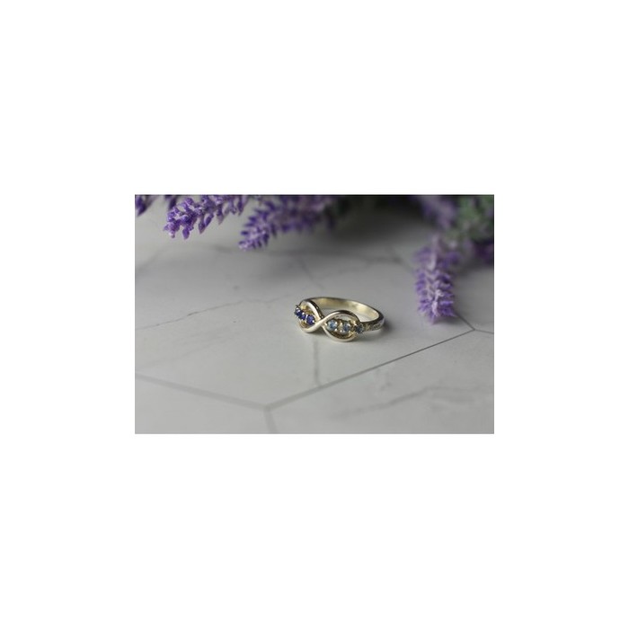 925 Sterling Silver Blue Tourmaline & Spinel Ring Size 5.5 Megan Ray