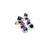 925 Sterling Silver Moonstone, Sapphire & Ruby Stud Earrings