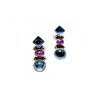 925 Sterling Silver Moonstone, Sapphire & Ruby Stud Earrings