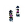 925 Sterling Silver Moonstone, Sapphire & Ruby Stud Earrings