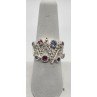 925 Sterling Silver With Morganite, Iolite & Goshenite Ring Size 8