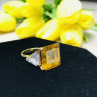 925 Sterling Silver Gold Plated Yellow & White CZ Ring Size 9