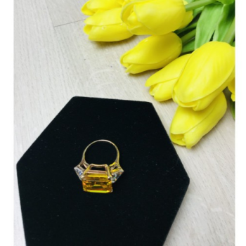 925 Sterling Silver Gold Plated Yellow & White CZ Ring Size 9