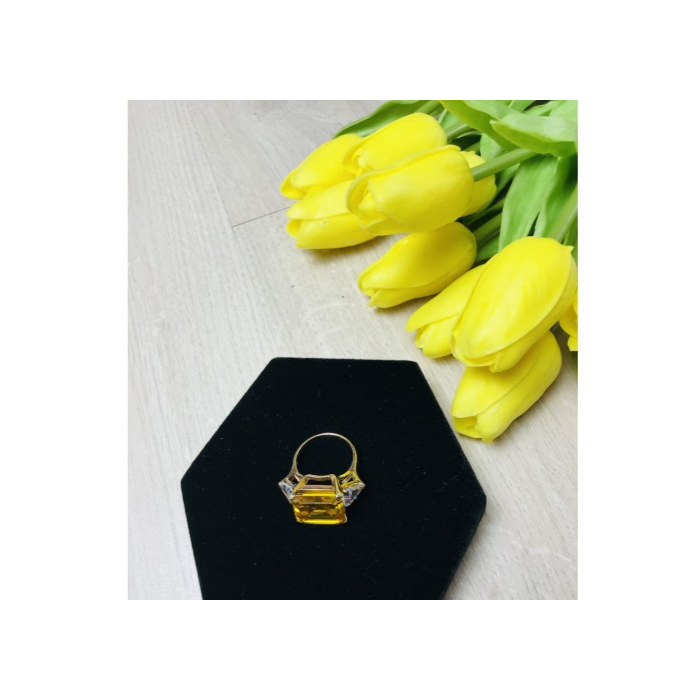 925 Sterling Silver Gold Plated Yellow & White CZ Ring Size 9