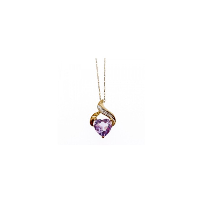 10 K YELLOW GOLD AMETHYST & DIAMOND 