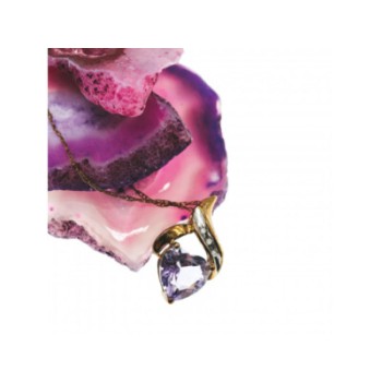10 K YELLOW GOLD AMETHYST & DIAMOND 
