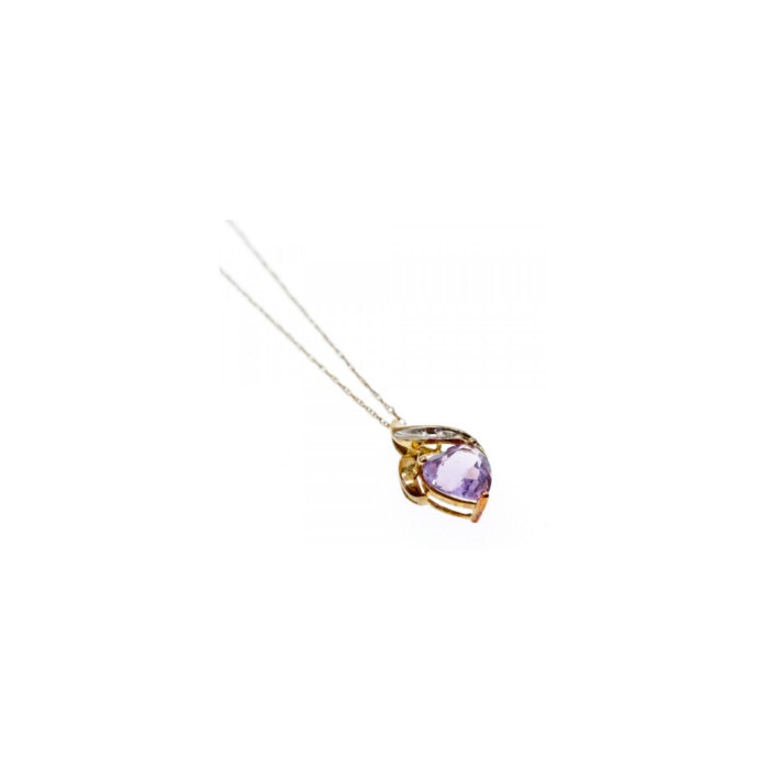10 K YELLOW GOLD AMETHYST & DIAMOND 