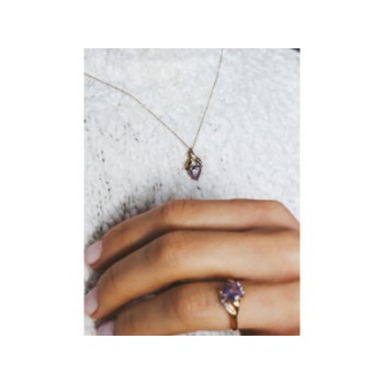 10 K YELLOW GOLD AMETHYST & DIAMOND 