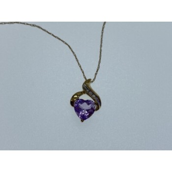 10 K YELLOW GOLD AMETHYST & DIAMOND 