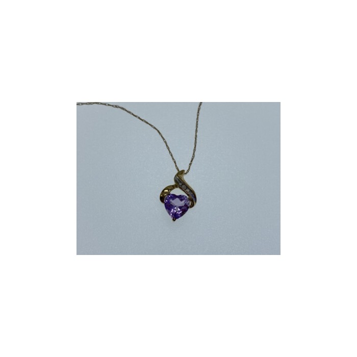 10 K YELLOW GOLD AMETHYST & DIAMOND 