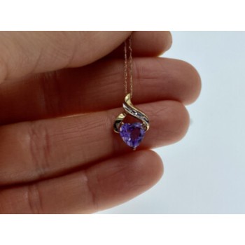10 K YELLOW GOLD AMETHYST & DIAMOND 