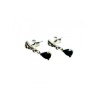 925 Sterling Silver Black Nephrite (jade) & Marcasites Earrings