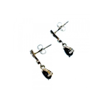 925 Sterling Silver Black Nephrite (jade) & Marcasites Earrings