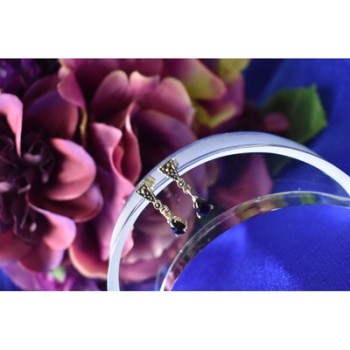 925 Sterling Silver Black Nephrite (jade) & Marcasites Earrings