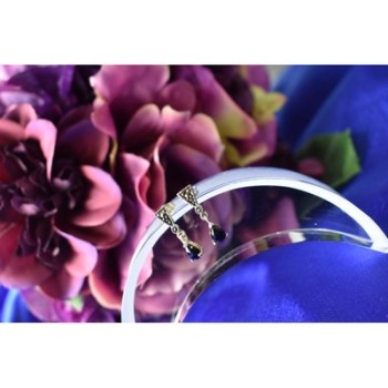 925 Sterling Silver Black Nephrite (jade) & Marcasites Earrings