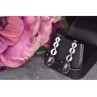 925 Sterling Silver Black Tourmaline & Clear Quartz Inlays Stud Earrings