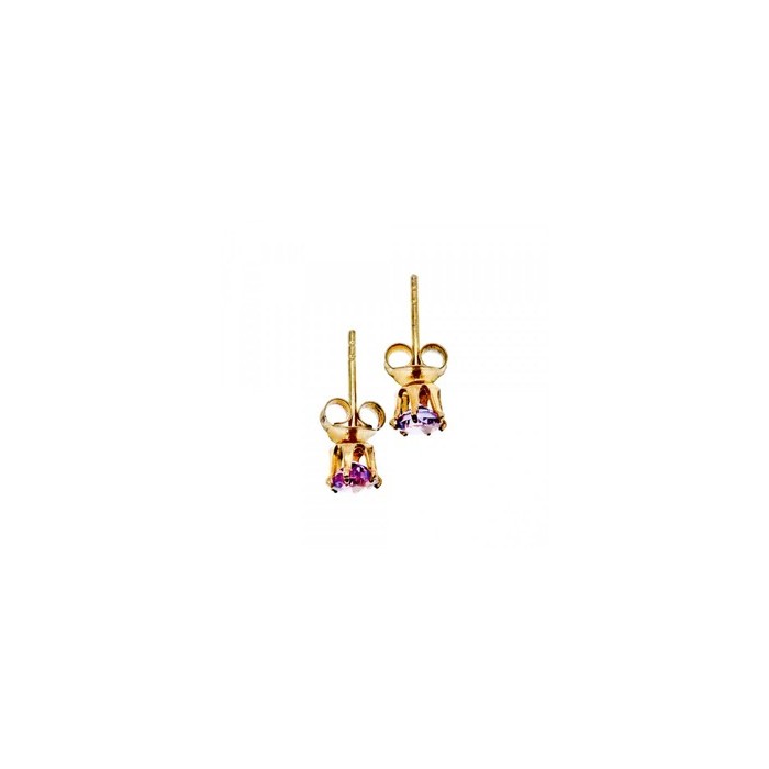 925 Sterling Silver Gold Plated Purple Tourmaline Stud Earrings