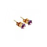 925 Sterling Silver Gold Plated Purple Tourmaline Stud Earrings