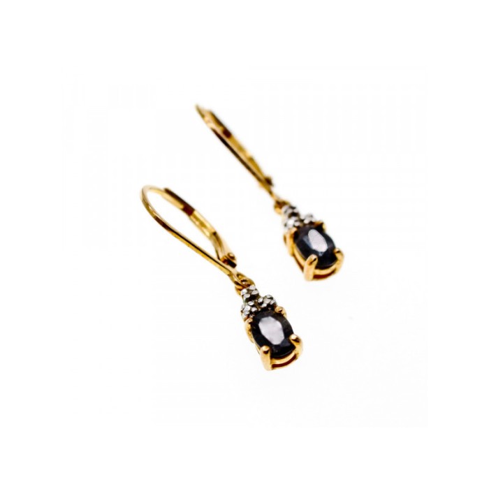 925 STERLING SILVER GOLD PLATED SAPPHIRES EARRINGS