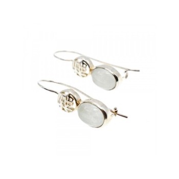 925 Sterling Silver White Jadeite Earrings