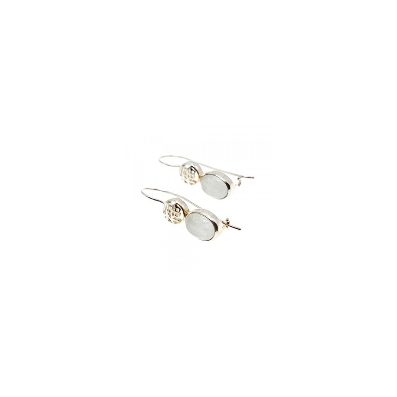 925 Sterling Silver White Jadeite Earrings