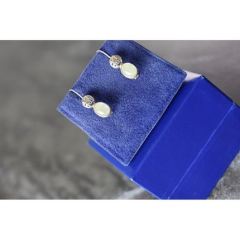 925 Sterling Silver White Jadeite Earrings