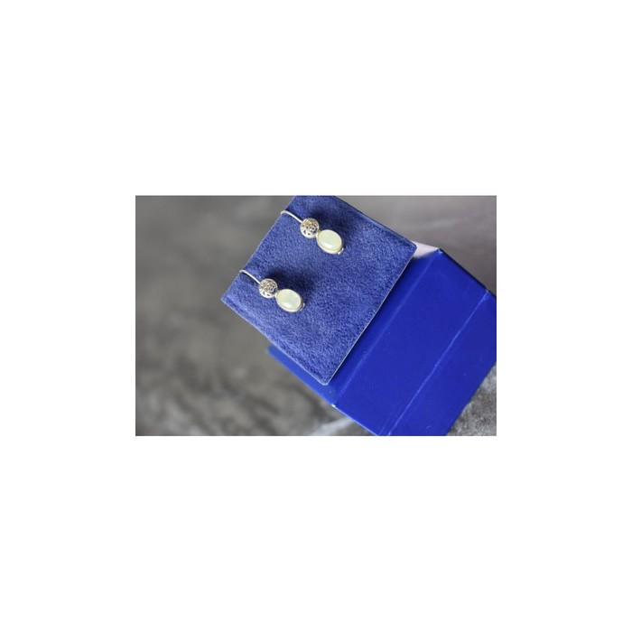 925 Sterling Silver White Jadeite Earrings