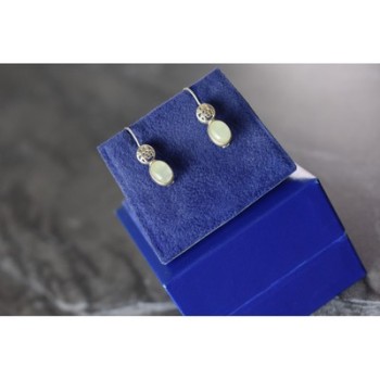 925 Sterling Silver White Jadeite Earrings