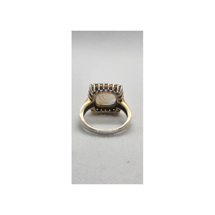 925 Sterling Silver With Quartz & Helidor Ring Size 9.5