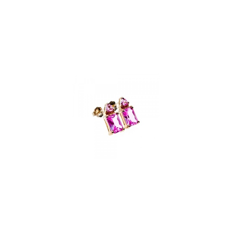 925 Sterling Silver Pink Topaz Stud Earrings