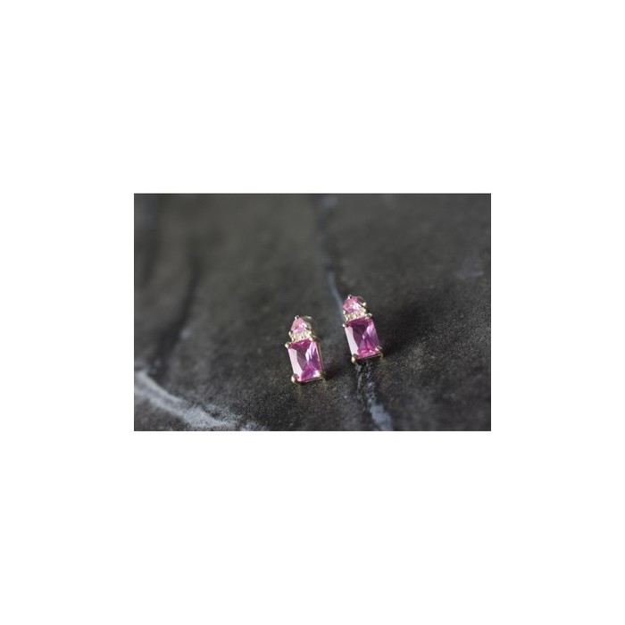 925 Sterling Silver Pink Topaz Stud Earrings