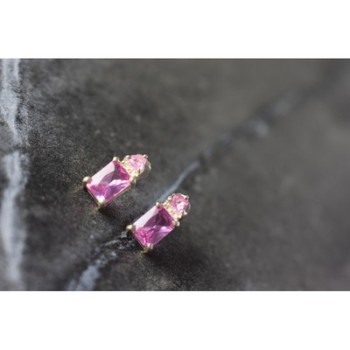 925 Sterling Silver Pink Topaz Stud Earrings