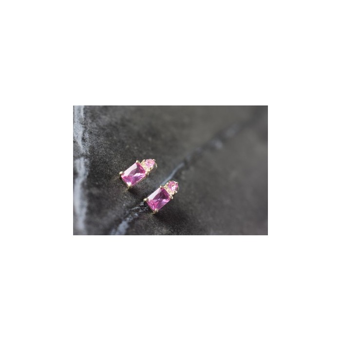 925 Sterling Silver Pink Topaz Stud Earrings