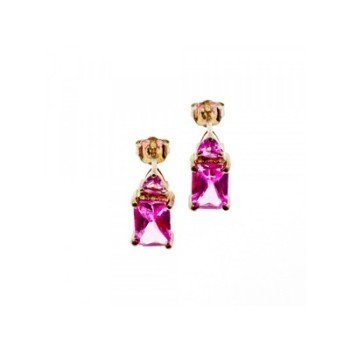 925 Sterling Silver Pink Topaz Stud Earrings