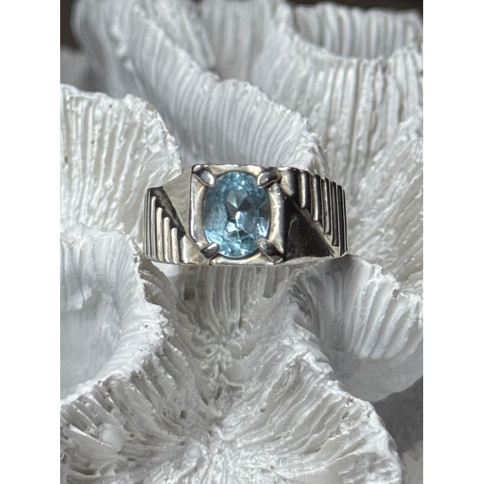 Men's 925 Sterling Silver Topaz Ring Size 8.5