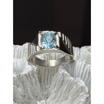 Men's 925 Sterling Silver Topaz Ring Size 8.5