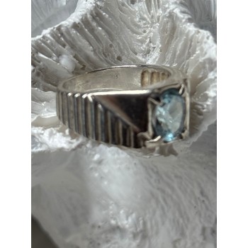 Men's 925 Sterling Silver Topaz Ring Size 8.5