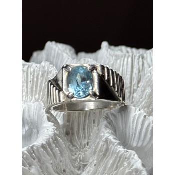 Men's 925 Sterling Silver Topaz Ring Size 8.5