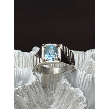 Men's 925 Sterling Silver Topaz Ring Size 8.5