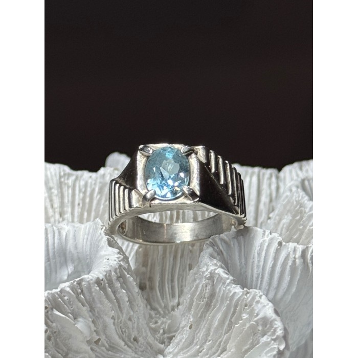 Men's 925 Sterling Silver Topaz Ring Size 8.5