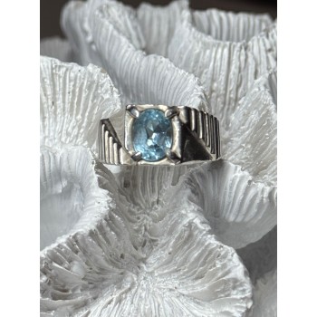 Men's 925 Sterling Silver Topaz Ring Size 8.5