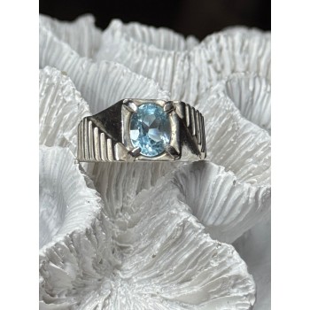 Men's 925 Sterling Silver Topaz Ring Size 8.5