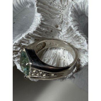 925 Sterling Silver Prasiolite Men's Ring Size 9