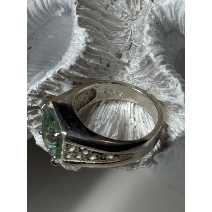 925 Sterling Silver Prasiolite Men's Ring Size 9