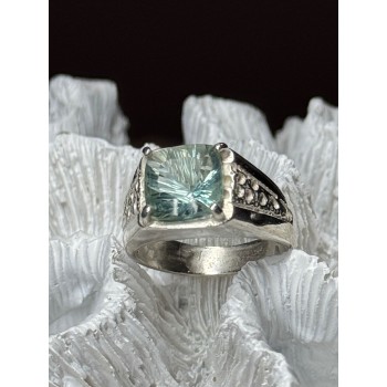 925 Sterling Silver Prasiolite Men's Ring Size 9