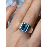 MEN'S 925 STERLING SILVER AQUAMARINE RING SIZE 9