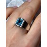 MEN'S 925 STERLING SILVER AQUAMARINE RING SIZE 9