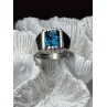 MEN'S 925 STERLING SILVER AQUAMARINE RING SIZE 9